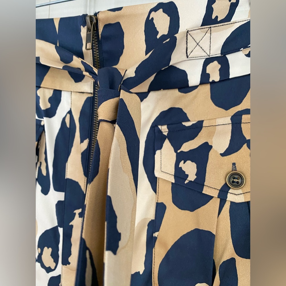 Diane von Furstenberg DVF Skirt Silk Pencil Leopard Print Sand/Navy NWT size 8 - Picture 4 of 12
